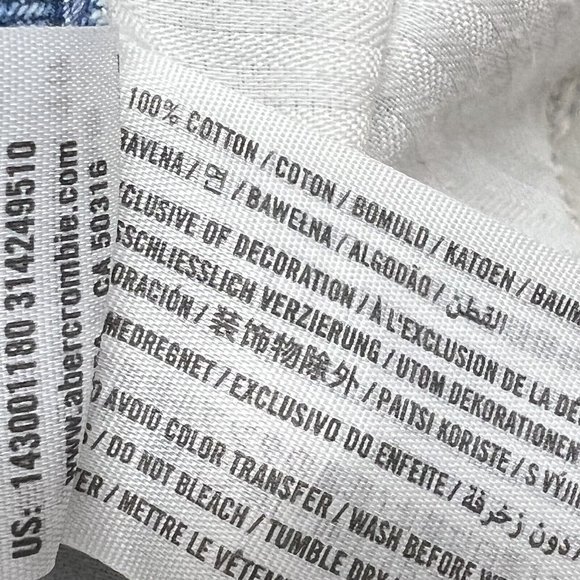 Abercrombie & Fitch Zoe Natural Rise Denim A-Line Skirt 6 Light Wash Distressed - Picture 7 of 7